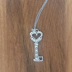 Heart Key necklace Silver 18”